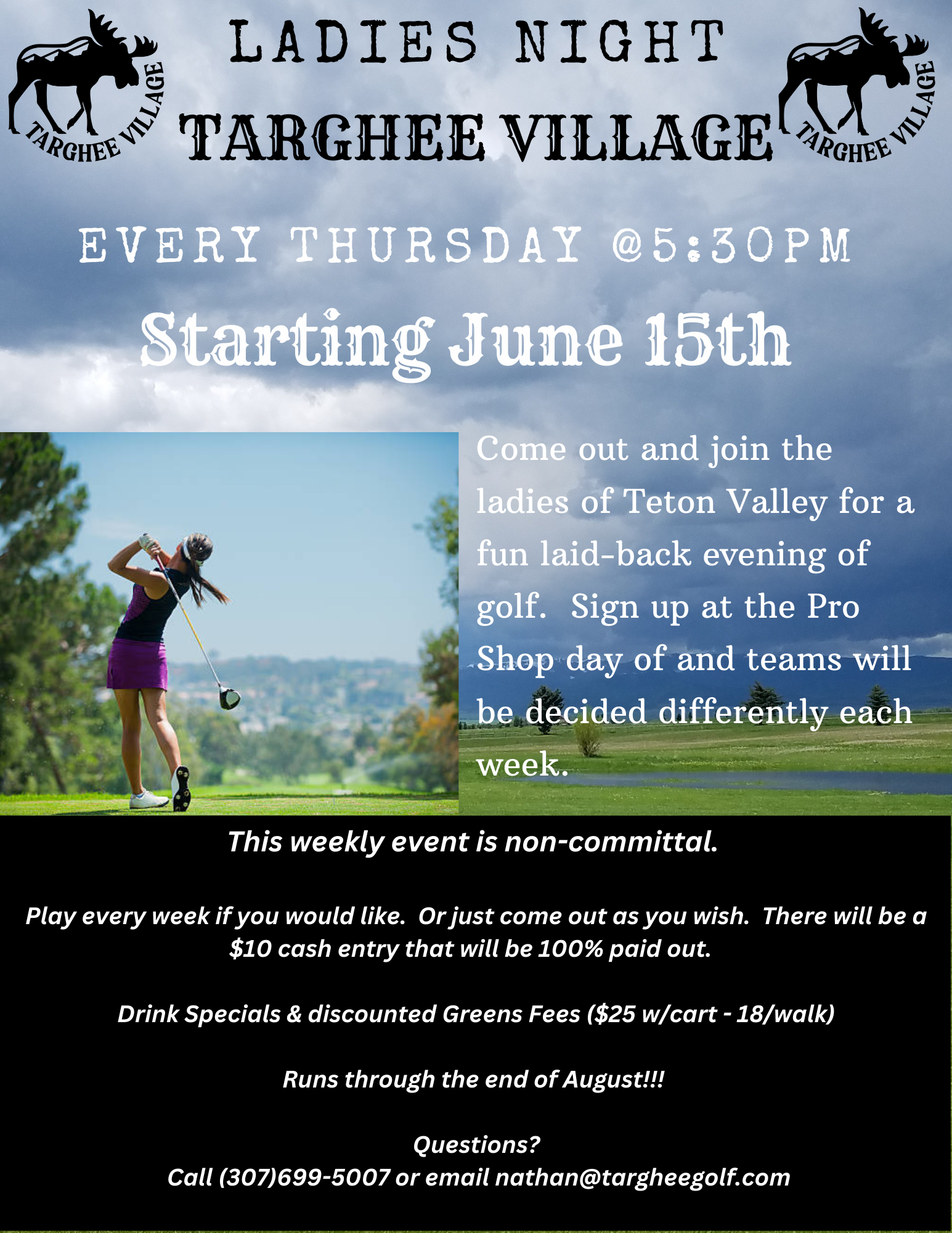 Targhee Village Golf Course | Outings & Events - (2023) Ladies Night Sign-Up Poster